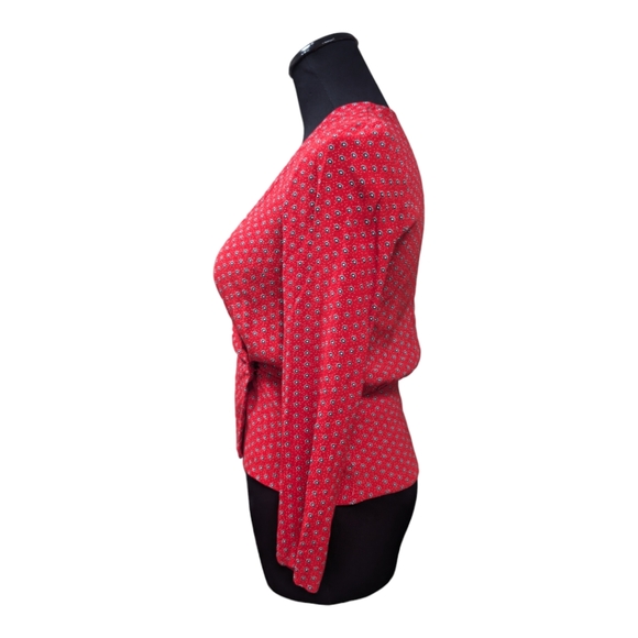 Cooperative Urban Outfitters Snap Wrap Red Blouse Size S - Picture 3 of 7